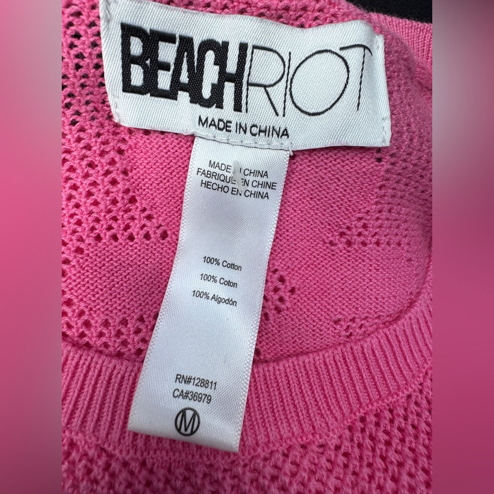๐ธ BEACH RIOT Libbi Long Sleeve Pink Cotton Cover-Up Flower Embroidery Dress ๐ธ - Picture 6 of 9